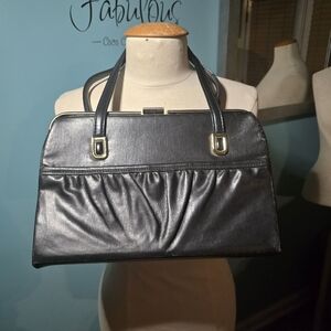 Elegant Black Leather Vintage Handbag